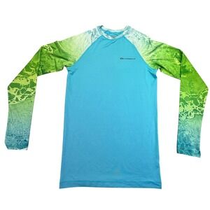 O'Rageous Rash Guard Shirt Men's Small Blue Realtree WAV3 Camo Long Sleeve Swim